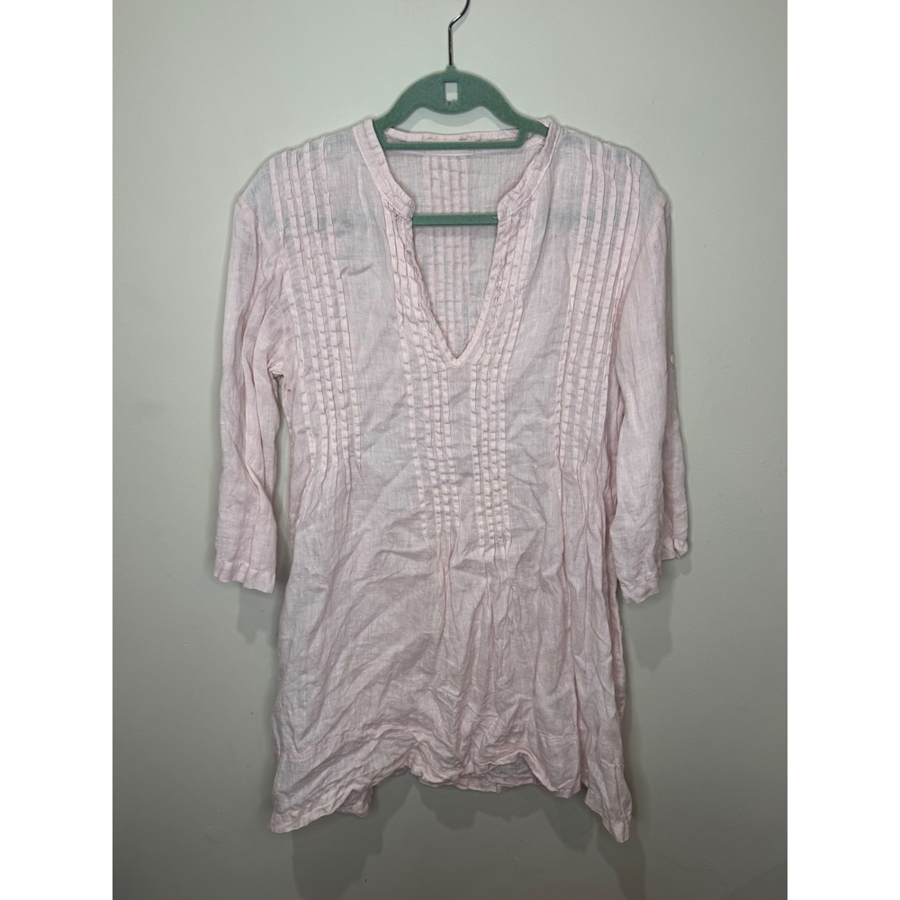 CP Shades Regina Tunic Light Pink sz XS 100% Linen 3/4 Sleeves